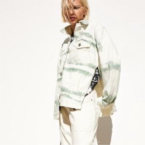 Zara Tie Dye White Women's Denim Jacket Size Small
